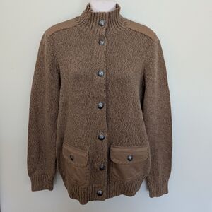 Lauren Ralph Lauren Knit Cardigan Sweater XL  Tan Brown